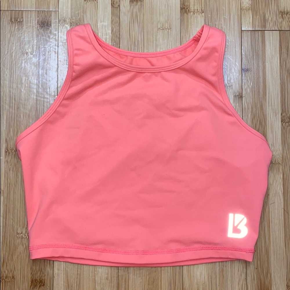 Pink buff bunny crop workout top